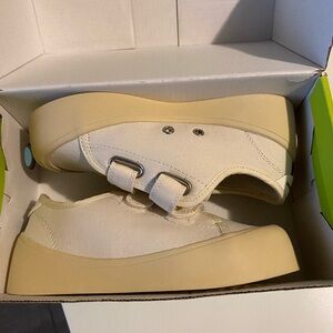 Cream Canvas Sneakers with Velcro Straps